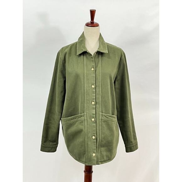 SEZANE Sz L Large Olive Green Will Jacket Coat Cotton - Picture 9 of 11
